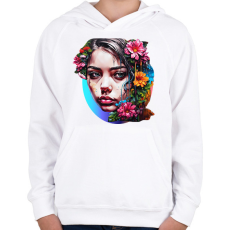 PRINTFASHION Festékes lány - Gyerek kapucnis pulóver - Fehér