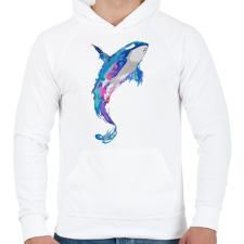 PRINTFASHION Festett bálna - Férfi kapucnis pulóver - Fehér férfi pulóver, kardigán