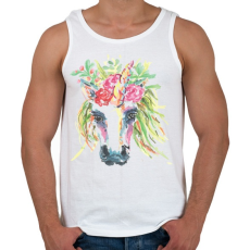 PRINTFASHION Festett egyszarvú virágokkal - Férfi atléta - Fehér