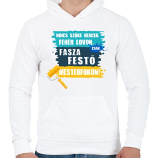 PRINTFASHION Festo mesterfokon - Férfi kapucnis pulóver - Fehér