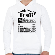 PRINTFASHION Festő óradíjak - Férfi kapucnis pulóver - Fehér