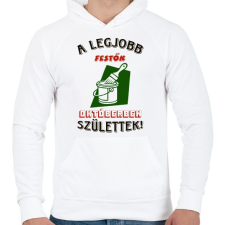 PRINTFASHION Festő szülinap színes - Férfi kapucnis pulóver - Fehér férfi pulóver, kardigán