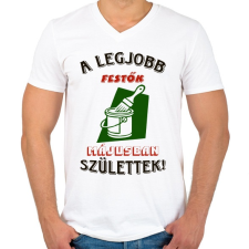 PRINTFASHION Festő szülinapja május színes - Férfi V-nyakú póló - Fehér férfi póló