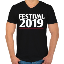 PRINTFASHION Fesztivál 2019 - Férfi V-nyakú póló - Fekete férfi póló
