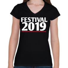 PRINTFASHION Fesztivál 2019 - Női V-nyakú póló - Fekete