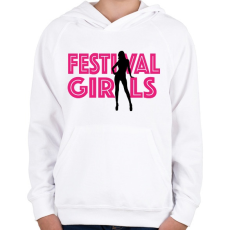 PRINTFASHION Fesztivál csajok - Gyerek kapucnis pulóver - Fehér