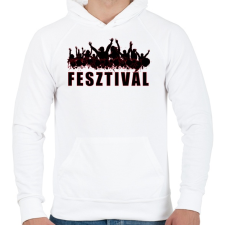 PRINTFASHION Fesztivál - Férfi kapucnis pulóver - Fehér férfi pulóver, kardigán