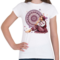 PRINTFASHION Fiatal lány népies ruhában - Női póló - Fehér