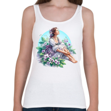 PRINTFASHION Fiatal lány népies ruhában tavaszi virágok között - Női atléta - Fehér