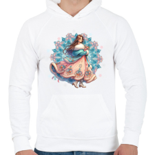 PRINTFASHION Fiatal lány télen - Férfi kapucnis pulóver - Fehér férfi pulóver, kardigán