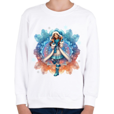 PRINTFASHION Fiatal lány télen - Gyerek pulóver - Fehér gyerek pulóver, kardigán