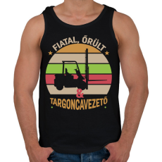 PRINTFASHION Fiatal, őrül és targoncavezető - Férfi atléta - Fekete