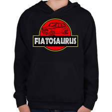 PRINTFASHION Fiatosaurus - Gyerek kapucnis pulóver - Fekete gyerek pulóver, kardigán