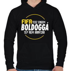 PRINTFASHION Fifa Tesz Boldogga - Férfi kapucnis pulóver - Fekete