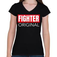 PRINTFASHION FIGHTER ORIGINAL - Női V-nyakú póló - Fekete női póló