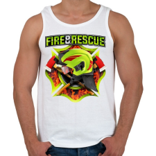 PRINTFASHION Fire and Rescue - Férfi atléta - Fehér atléta, trikó