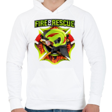 PRINTFASHION Fire and Rescue - Férfi kapucnis pulóver - Fehér