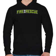 PRINTFASHION Fire and Rescue - Férfi kapucnis pulóver - Fekete férfi pulóver, kardigán