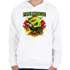 PRINTFASHION Fire and Rescue - Gyerek kapucnis pulóver - Fehér gyerek pulóver, kardigán