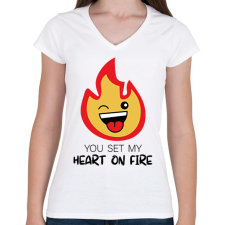 PRINTFASHION Fire-Marshamllow - Férfi - Női V-nyakú póló - Fehér női póló