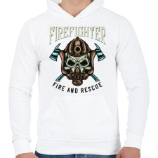 PRINTFASHION Firefighter 01 - Fire and rescue - Férfi kapucnis pulóver - Fehér férfi pulóver, kardigán
