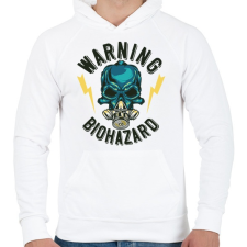 PRINTFASHION Firefighter 02 - Warning biohazard - Férfi kapucnis pulóver - Fehér férfi pulóver, kardigán