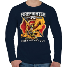 PRINTFASHION Firefighter Firedragon - Férfi hosszú ujjú póló - Sötétkék