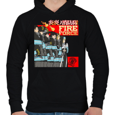 PRINTFASHION Fireforce - Férfi kapucnis pulóver - Fekete férfi pulóver, kardigán