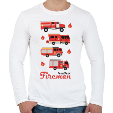 PRINTFASHION Fireman retro - Férfi hosszú ujjú póló - Fehér