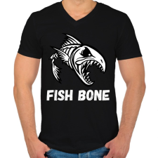 PRINTFASHION fish bone - Férfi V-nyakú póló - Fekete férfi póló