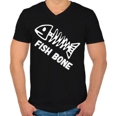 PRINTFASHION fish bone - Férfi V-nyakú póló - Fekete