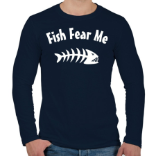PRINTFASHION Fish Fear me - Férfi hosszú ujjú póló - Sötétkék férfi póló