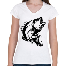 PRINTFASHION fish - Női V-nyakú póló - Fehér