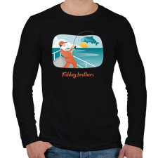 PRINTFASHION Fishing brothers - Férfi hosszú ujjú póló - Fekete férfi póló