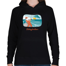 PRINTFASHION Fishing brothers - Női kapucnis pulóver - Fekete női pulóver, kardigán