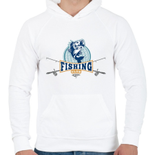 PRINTFASHION Fishing club - Férfi kapucnis pulóver - Fehér férfi pulóver, kardigán