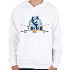 PRINTFASHION Fishing club - Gyerek kapucnis pulóver - Fehér