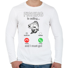 PRINTFASHION FISHING - Férfi hosszú ujjú póló - Fehér
