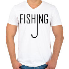 PRINTFASHION Fishing - Férfi V-nyakú póló - Fehér