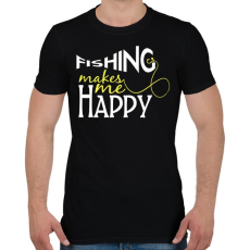 PRINTFASHION Fishing makes me happy - Férfi póló - Fekete