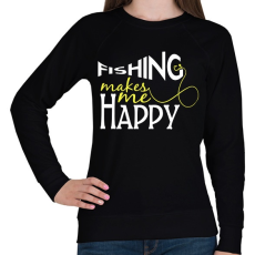PRINTFASHION Fishing makes me happy - Női pulóver - Fekete