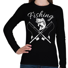PRINTFASHION Fishing - Női hosszú ujjú póló - Fekete női póló