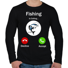 PRINTFASHION Fishing phone - Férfi hosszú ujjú póló - Fekete