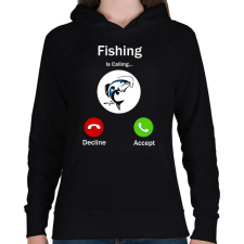 PRINTFASHION Fishing phone - Női kapucnis pulóver - Fekete női pulóver, kardigán