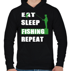 PRINTFASHION Fishing soul - Férfi kapucnis pulóver - Fekete