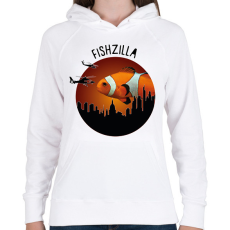 PRINTFASHION Fishzilla - Női kapucnis pulóver - Fehér