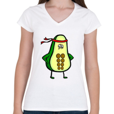 PRINTFASHION Fitness Avocado - Női V-nyakú póló - Fehér