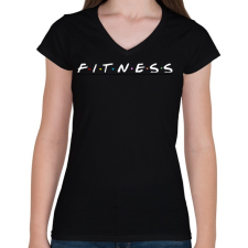 PRINTFASHION Fitness Friends - Női V-nyakú póló - Fekete női póló
