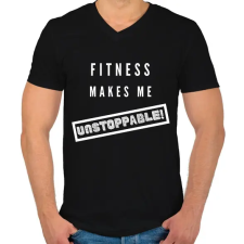 PRINTFASHION Fitness makes me unstoppable - Férfi V-nyakú póló - Fekete férfi póló