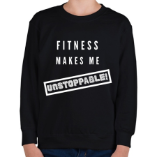 PRINTFASHION Fitness makes me unstoppable - Gyerek pulóver - Fekete gyerek pulóver, kardigán